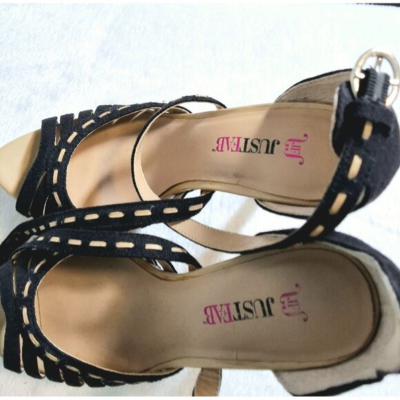 JustFab Open Toe Ankle Strap Platform Pumps 5.5M - Picture 5 of 8